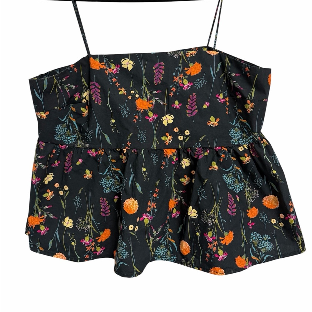 a new day Black Floral Camisole‎ with straps and zip up back size medium